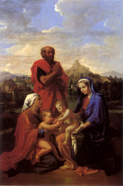 The Holy Family with Saint John, Saint Elizabeth, and Saint Joseph Praying by Nicolas Poussin